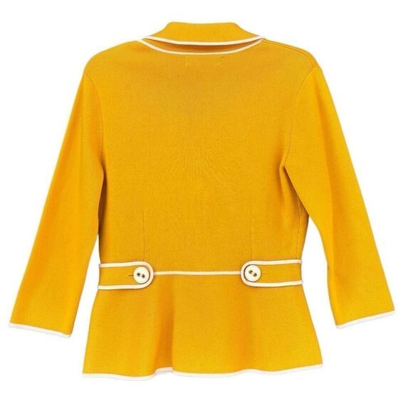 Jones New York Signature Bright Yellow 3/4 Sleeve Stretch Cardigan Women Small - Picture 6 of 10